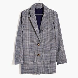 Madewell Dorset Wool Blazer in Navy Glen Plaid